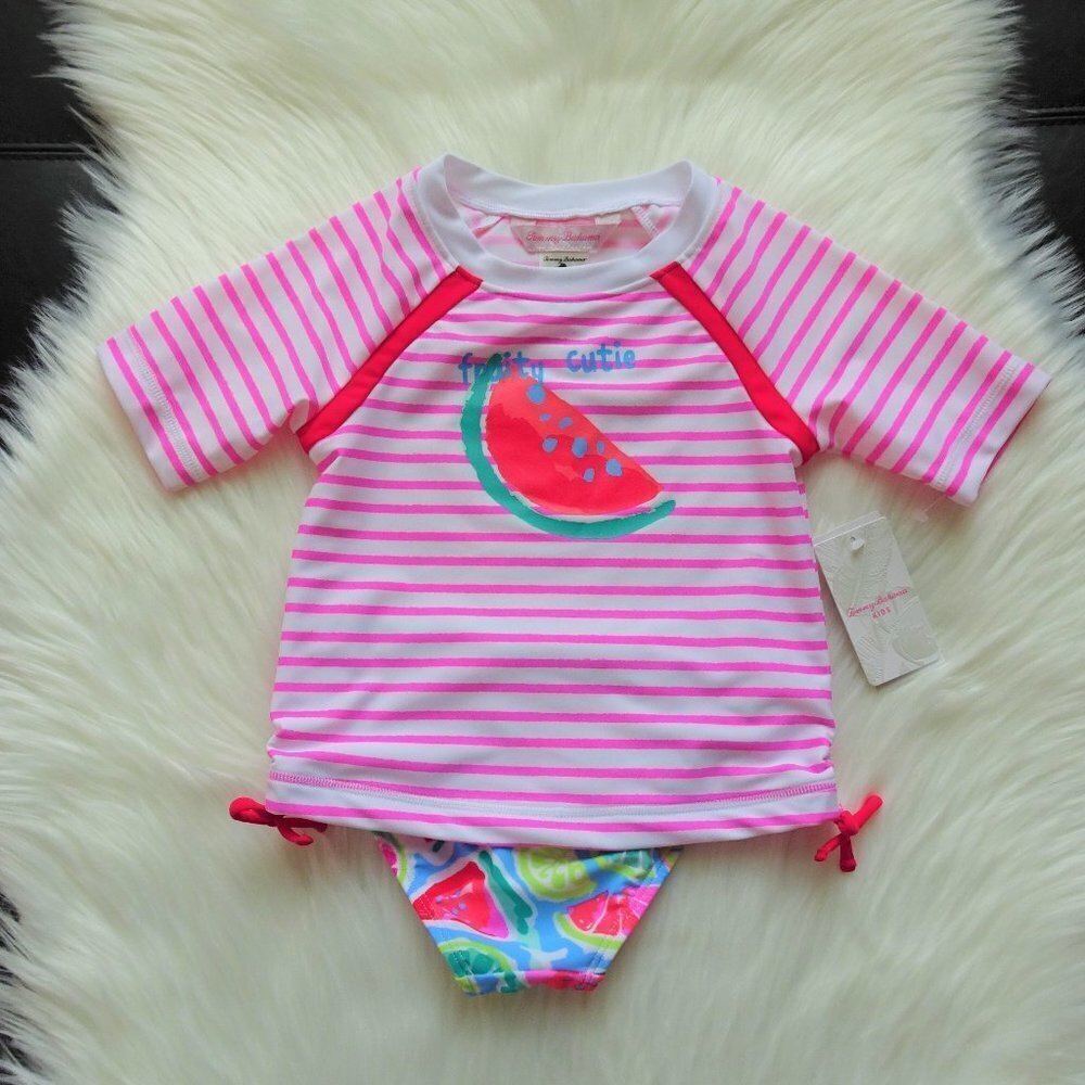 NWT Tommy Bahama Girls Rash Guard Swim Set  2T Watermelon UPF 50+ - Picture 2 of 11